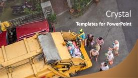  Presentation with garbage truck - Presentation theme featuring nantou-taiwan-april-28th-2019 background and a gray colored foreground