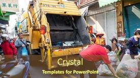  Presentation with garbage truck - PPT theme with nantou-taiwan-april-8th-2019 background and a tawny brown colored foreground