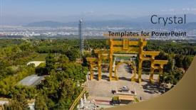  Presentation with school building - Slide set consisting of nantou-taiwan-december-18th-2019 background and a light blue colored foreground