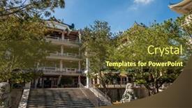  Presentation with school building - PPT layouts with nantou-taiwan-december-18th-2019 background and a tawny brown colored foreground