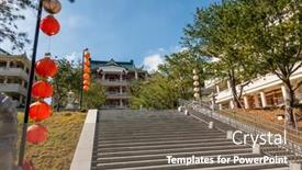  Presentation with school building - Colorful presentation theme enhanced with nantou-taiwan-december-18th-2019 backdrop and a gray colored foreground