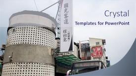  Presentation with bus station - Slide deck enhanced with nantou-taiwan-may-24th-2019 background and a sky blue colored foreground