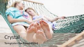 Presentation with family - Slide set having nap - barefoot and relaxed family napping background and a soft green colored foreground
