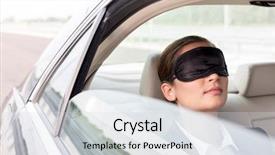  Presentation with older car - Cool new theme with nap - closeup of businesswoman napping backdrop and a  colored foreground