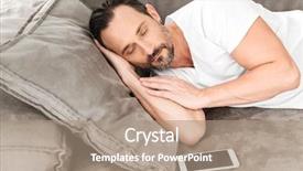  Presentation with sleeping - Slide set with nap - handsome mature man sleeping background and a coral colored foreground