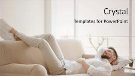  Presentation with happy sad face man - Slide set consisting of nap - happy young man resting background and a sky blue colored foreground