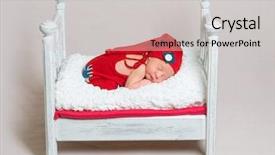  Presentation with neonatal premature newborn baby girl - Amazing slide deck having nap on a wooden crib backdrop and a light gray colored foreground