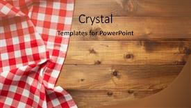  Presentation with table napkin - Audience pleasing presentation design consisting of napkin - checked table cloth at wooden backdrop and a coral colored foreground