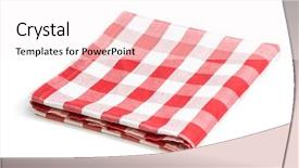  Presentation with tablecloth - Colorful slide set enhanced with napkin - red folded tablecloth isolated backdrop and a white colored foreground