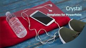  Presentation with sports shoes - Amazing PPT layouts having napkin by sports shoes backdrop and a ocean colored foreground