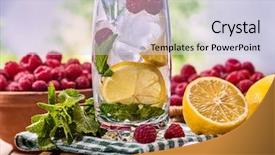  Presentation with alcohol - Beautiful presentation theme featuring quechers - wooden boards glass with raspberry backdrop and a lemonade colored foreground