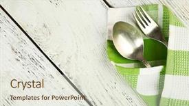  Presentation with table napkin - Slide set enhanced with napkin with fork and spoon background and a lemonade colored foreground