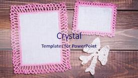  Presentation with napkin - Slide deck having napkin with pink lace on the wooden background background and a sky blue colored foreground