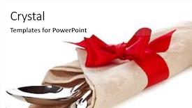  Presentation with cutting ribbon - PPT layouts with napkin with red ribbon background and a white colored foreground