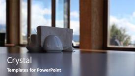  Presentation with napkins - PPT theme having napkins on a table in cafe blur background background and a gray colored foreground