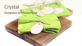  Presentation with napkins - Amazing PPT theme having napkins with easter decoration isolated on white backdrop and a soft green colored foreground