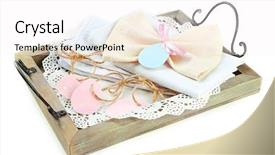  Presentation with napkins - Cool new slide deck with napkins with easter decoration isolated on white backdrop and a white colored foreground