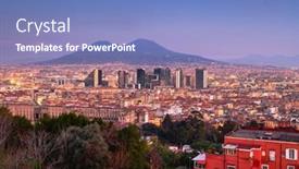  Presentation with skyline - PPT theme with naples-italy-with-the-financial background and a teal colored foreground
