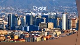  Presentation with skyline - Slide set having naples-italy-with-the-financial background and a teal colored foreground