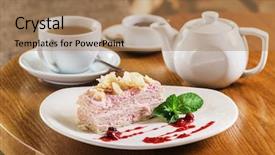  Presentation with tea cake - Slides with napoleon - cake with tea background and a coral colored foreground