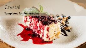  Presentation with sauce - PPT theme enhanced with napoleon-cake-wiht-berry-sauce background and a coral colored foreground