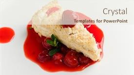  Presentation with mini birthday cake celebration - PPT theme with napoleon-cake-with-cherry-sauce background and a sky blue colored foreground