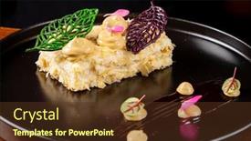  Presentation with chocolate - Presentation theme consisting of napoleon-cake-with-chocolate-leaves background and a tawny brown colored foreground