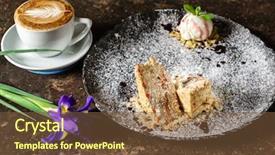  Presentation with ice cream cake - Slides having napoleon cake with ice cream background and a tawny brown colored foreground