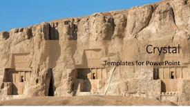 Presentation with persia - Amazing PPT theme having naqsh-e rustam an ancient backdrop and a coral colored foreground