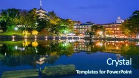  Presentation with japan - Audience pleasing PPT theme consisting of nara japan old town skyline backdrop and a ocean colored foreground