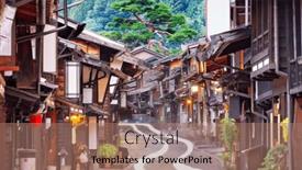  Presentation with japan - Slides with narai-juku-nagano-japan-historic background and a coral colored foreground