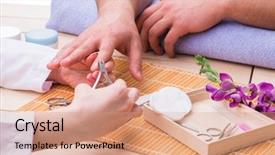  Presentation with narcissism - PPT layouts with narcissism - hand manicure concept for man background and a coral colored foreground