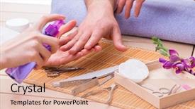  Presentation with narcissism - Beautiful presentation theme featuring narcissism - hand manicure concept for man backdrop and a coral colored foreground