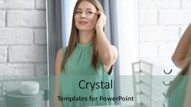  Presentation with narcissism - PPT layouts enhanced with narcissism - young beautiful woman looking background and a seafoam green colored foreground
