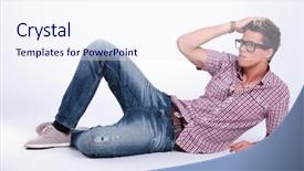  Presentation with floor - Slide deck enhanced with narcissistic person - casual young man background and a  colored foreground