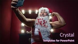  Presentation with selfie - Amazing slides having narcissistic-santa-claus-making-selfie backdrop and a wine colored foreground