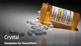  Presentation with narcotic - Theme enhanced with narcotic - hydrocodone pills and prescription bottle background and a dark gray colored foreground