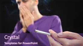  Presentation with cigarette - PPT theme with narcotic - passive smoking concept young man background and a violet colored foreground
