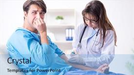  Presentation with ready - Presentation consisting of narcotic - scared patient man getting ready background and a light blue colored foreground