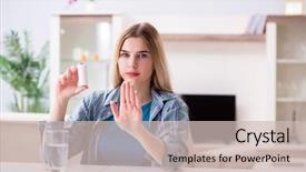  Presentation with narcotic - PPT theme having narcotic - woman taking pills to cope background and a soft green colored foreground