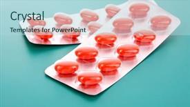  Presentation with narcotic - Slides enhanced with narcotic drugs - red capsules of vitamins background and a  colored foreground