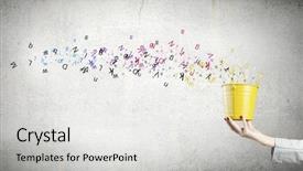  Presentation with holding bucket while water droplet - Amazing PPT theme having narrative - close up of woman hand backdrop and a light gray colored foreground