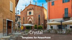  Presentation with street - Amazing PPT theme having narrow-cobblestone-street-among-old backdrop and a tawny brown colored foreground