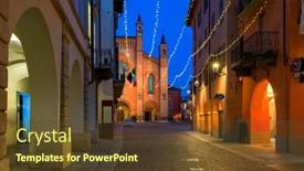  Presentation with street lights - PPT theme consisting of narrow-cobblestone-street-among-old background and a tawny brown colored foreground