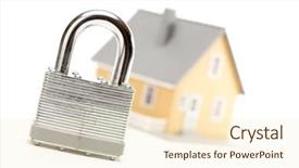  Presentation with white house - Cool new PPT theme with narrow dof - lock and house isolated backdrop and a  colored foreground