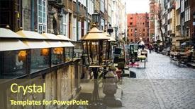  Presentation with architecture - Colorful presentation theme enhanced with narrow gate - architecture of mariacka street backdrop and a tawny brown colored foreground