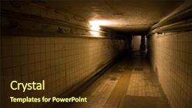  Presentation with underground mining gold mine tunnel - PPT theme with narrow gate - dark deserted underground tunnel background and a tawny brown colored foreground