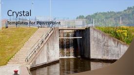  Presentation with canal - Beautiful presentation design featuring narrow gate - lock on union canal near backdrop and a light blue colored foreground