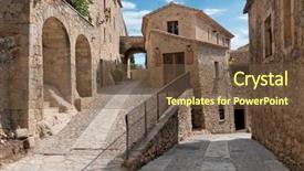  Presentation with lonely - Amazing presentation having narrow gate - lonely alley in peratallada spain backdrop and a tawny brown colored foreground