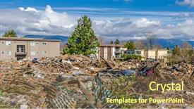  Presentation with building - Presentation design having narrow gate - looking down demolished building background and a  colored foreground